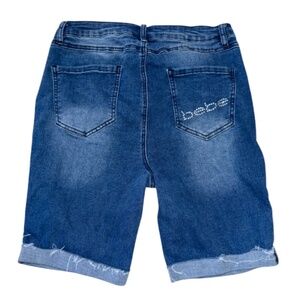Bebe Bermuda Jean Shorts Size 30 Women Rolled Hem Stretch Comfy
